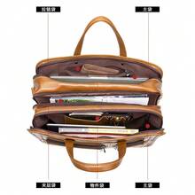 Bolso de hombre  de cuero genuino, maletín de hombre de cuero de primera calidad, bolso de negocios, bolso de mano, bolso de hombro, bolso cruzado, bolso oficial. - Marrón - Ver 4