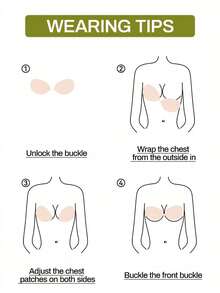 vfvQueen 1pc Women's Waterproof Adhesive Push-Up Bra, Reusable Silicone Invisible Bra, Strapless And Backless Design, Suitable For Swimwear, Wedding Dress And Backless Outfits - Apricot - View 6