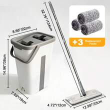 Commercial Dust Mops With Bucket, White Spin Mop With 3 Replacement Pads, Adjustable Stainless Steel Handle, Easy To Use For Home And Business Cleaning, Perfect For Floors, Kitchen, And Office - Magic Mop - View 2