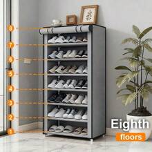 Grey Dust-Proof Shoe Rack, Multi-Layer Minimalist Freestanding Shoe Storage Rack, Easy Assembly Space-Saving Storage Rack, Suitable For Dorms And Homes, 6/8/10 Layers Optional (Can Hold 15-27 Pairs Of Shoes) - Grey - View 12