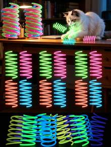 PETSIN Mainan Kucing Dalam Ruangan Bentuk Anak Kucing Bahagia dengan Efek Bercahaya, Desain Spiral, Sempurna untuk Dikejar, Bermain, dan Berolahraga. Hewan Peliharaan Kecil di Dalam Ruangan Dapat Dikejar, Dapat Digunakan sebagai Hadiah Ulang Tahun dan Hadiah Hari Valentine. - View 3