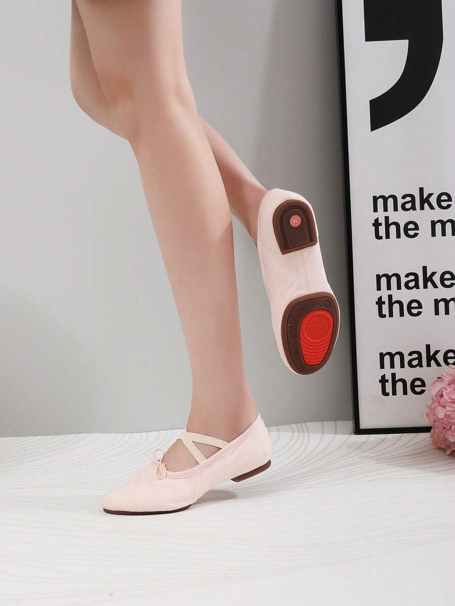 Women's Ballet Dance Shoes Pink Drawstring Low Heel 1cm Rubber Soft Sole Jazz Salsa Modern Dance Shoes Comfortable Soft For Performance - Pink - View 1