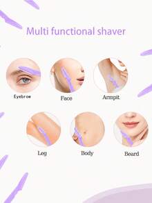 Juego de 30 piezas de rasuradoras de cejas moradas, recortadora y rasuradora de cejas, herramienta exfoliante para la piel, recortadora para depilación corporal y juego de rasuradora facial y de cejas, cuchillas de mango largo con cubierta protectora de precisión, herramientas de cuidado de cejas para mujeres, adecuado para uso diario o de viaje - Púrpura - Ver 2