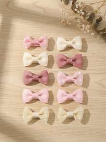 12pcs/Set Cute Polka Dot Solid Color Bow Hair Clips For Baby Girls, Perfect Gift For Girls For Holiday And Daily Use - Multicolor - View 2