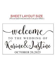 1pc - Personalized Wedding Mirror Sticker, Customized Wedding Couple Names, Date, Welcome Sign Sticker For Our Wedding Entrance, Suitable For Various Material Surfaces Like Mirror, Acrylic, Car, Etc., Easily Removable. Wedding Guest Directional Sticker, Personalized Birthday Mirror Sticker, Birthday Party Welcome Sign Sticker, Floor Mirror Sticker - Multicolor - View 6