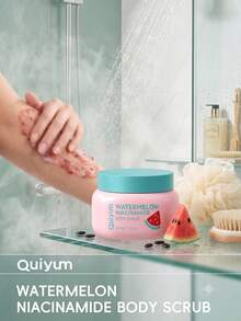 1pc QUIYUM Watermelon Niacinamide Body Scrub, 200g Pore Cleansing Exfoliating Scrub, Suitable For All Skin Types Women, Moms, Wives, Sisters, Teens, Girlfriends - Watermelon - View 1