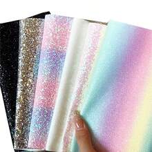 [9pcs Set]6pcs Rainbow Glitter Fabric Iron-On Beads + 3pcs Baking Cloth, Easy To Iron No-Hole Craft, Melted Bead Craft Accessories Tools (15*20cm) - A - View 4
