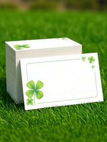 50 Sheets/Set Of Minimalist And Stylish Clover DIY Drawing Cards, Exquisite Clover Cards, Handwritten Greeting Cards, Suitable For Birthday Wishes, Doodles, Thanksgiving, Holidays, Christmas, Can Be Used With Envelopes. - View 4