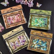 Vintage European Oil Painting Style Butterfly Sticker Set, Gold Foil Edge, PET Waterproof, 20pcs High Transparency Planner Decoration Stickers, Scrapbooking Collage DIY Materials - Multicolor - View 4