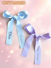 1/5PCS Personalized Wedding Champagne Flute Decorations,Vinyl Letter Ribbon,Custom Champagne Flute Ribbon,Ribbon Name Tags,Beverage Name Tags - Multicolor - View 3