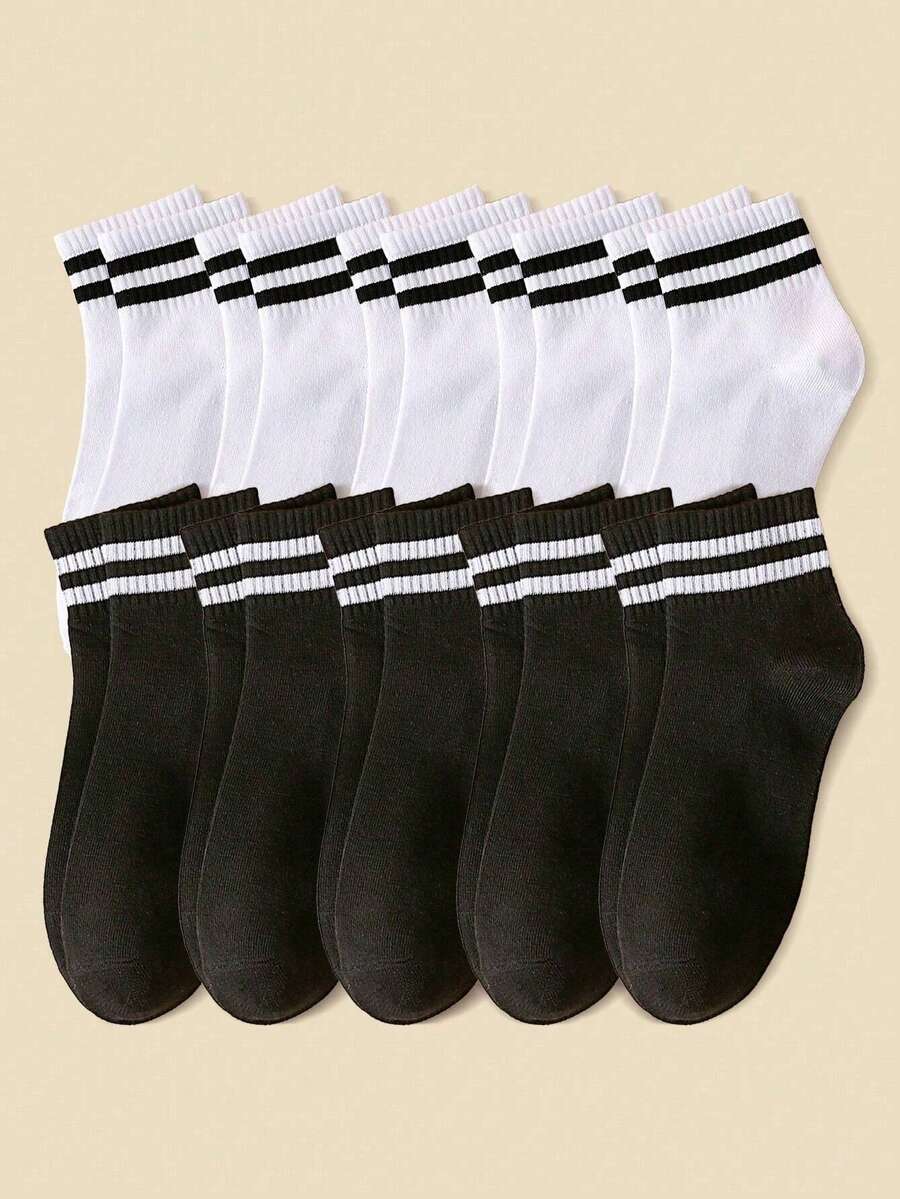 Outdoor Striped Mid-Calf Leg Warmers Set, Black And White Colors ...