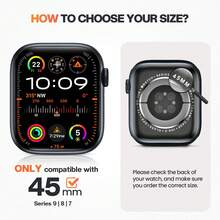 2合1防水隱私保護殼，適用於Apple Watch 40/41/42/44/45/46/49mm，強化玻璃螢幕保護貼，適用於iiwatch Ultra/SE/11/10/9/8/7/6/5 - 黑色 - 查看 10