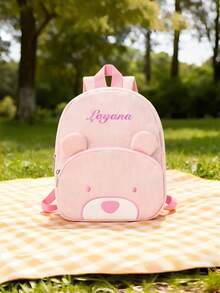 Personalized Animal Embroidery Text Style Corduroy Backpack, Women's Backpack, Lightweight And Breathable School Bag, Back To School Essential Stationery Bag, Adjustable Shoulder Straps And Secure Zipper Pockets, Custom Name Option, Durable Nylon Lining, Back To School Essential Backpack, Large Capacity Backpack - Multicolor - View 14