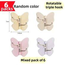 2/4/6Pcs Rotatable Butterfly Triple Hooks, No‑Punch Wall Hanging Storage Rack, Transparent Thickened Over Door Hook Organizer For Kitchen Cabinet Dorm Bedroom - View 12