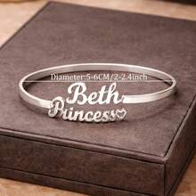 Customized Name Bracelet, Women's Bracelet, Minimalist Stainless Steel Jewelry, Personalized Double Name Bracelet, Customized Name Bangle, Couple Name, Friend Name, Family Name Accessory, Summer Accessory, Beach Accessory, Silver, Gold Open Bangle, Mother's Day Gift - Multicolor - View 6