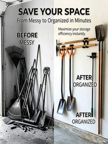 Wall-Mounted Tool Rack, Heavy-Duty Wall-Mounted Garden Tool Storage Rack, Multi-Function Storage Shelf, Screw-Fixed Plastic Multi-Purpose Hooks, Garage Storage Rack, Suitable For Shovels, Rakes And Power Tools, Home Tool Hooks, Suitable For Sheds, Basements, Space-Saving, Practical Hook System, Create An Efficient Workspace - Multicolor - View 4