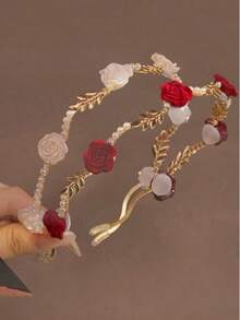 2pcs Pearl Decorated Headbands, French Vintage And Summer High-End Style, Unique Design - Multicolor - View 3