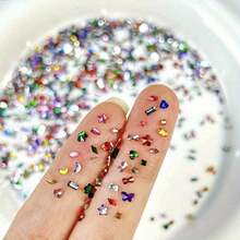 100/500/600/1000pcs 2-3mm Ultra Bright Mini Resin Flat Back Rhinestones Asymmetrical Shape DIY Nail Art Decorations Rhinestone Nail Accessories Nail Supplies - Multicolor - View 2