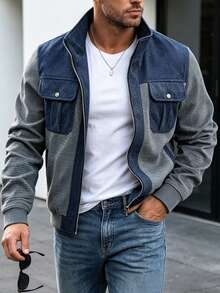 Men's Autumn/Winter Fashion Casual Jacket, Minimalist Versatile Stylish Men's Jacket - Grey - View 2