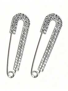 2pcs Elegant Gold & Silver Rhinestone Sweater Brooch - Luxury Minimalist Design, Exuding High-End Fashion - Extra Large Size, Eye-Catching Styling, Secure Wear, Perfectly Showcasing Confident And Graceful Aura - Multicolor - View 13