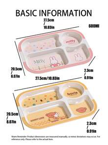 MIFFY Official Cute Kawaii 4 Compartment Divided Plate 600ml Cartoon Print Food Tray Lunch Bento Box Daily Use Aesthetic Y2K Ladies Girls Gift 2026 Viral Tk Ins Limited Edition - Multicolor - View 3