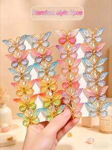 7/14/21pcs Sweet Gradient Color Small Butterfly Hair Clips, Girls' Daily Casual Versatile Hair Styling Clips - Multicolor - View 11