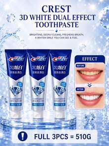 CREST Gleam White Dual-Action Toothpaste 170g, 3pcs Lime Fresh Scent, Stain Removal & Whitening, Deep Cleaning, Long-Lasting Freshness, Daily Oral Care - 3D炫白雙效去漬白牙膏* - 查看 10