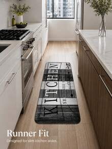 Farmhouse Rustic Kitchen Anti-Fatigue Mat, Black White Wood Grain Non-Slip Kitchen Floor Rug, Waterproof Stain Resistant Runner Mat For Kitchen Sink, Laundry Room And Home - A - View 4