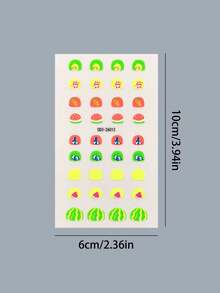 1 buah Stiker Kuku Fluorescent Bertema Buah, Dengan Desain Buah Berwarna-warni, Mudah Menciptakan Seni Kuku Gaya Musim Panas yang Eksklusif dan Enerjik untuk Anak-anak, Cocok untuk Pesta Ulang Tahun, Dekorasi Sehari-hari, dan Lainnya - MultiWarna - View 12