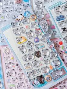 Cute Cartoon Animal Series 3D Panda Stickers, Fun 3D Embossed Stickers, Luggage Guitar Phone Decorative Decals - Multicolor - View 5