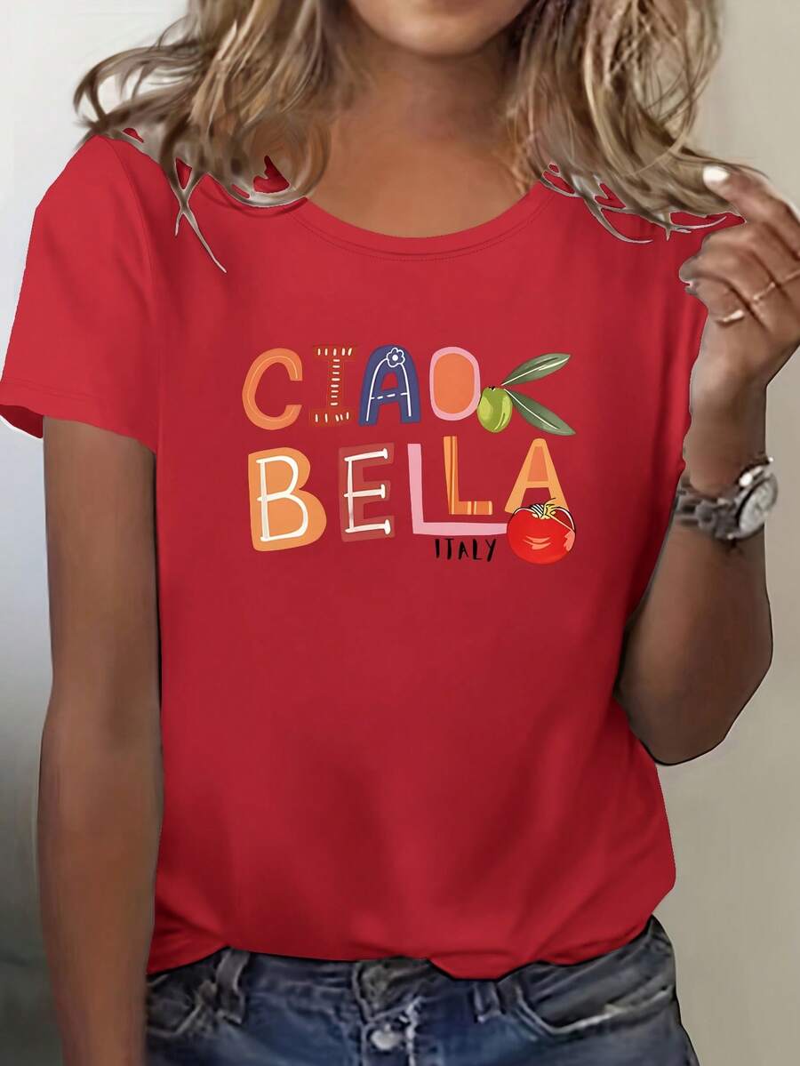100% Cotton T-Shirt Soft Breathable Crew Neck Casual Everyday Basic Tee - Red - View 1