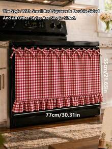 Handmade Farmhouse Style Oven Skirt Cover, Handmade Oven Cover, Heat Resistant Rustic Ruffled Tie-On Oven Skirt Cover, Easy To Install, Hides Clutter, Fits Stovetops, With Ties And Ruffle Trim, Fits All Oven Models. - Multicolor - View 8