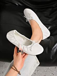2026 Spring/Summer New Women's Bowknot Decor Ballet Shoes - Beige - View 8