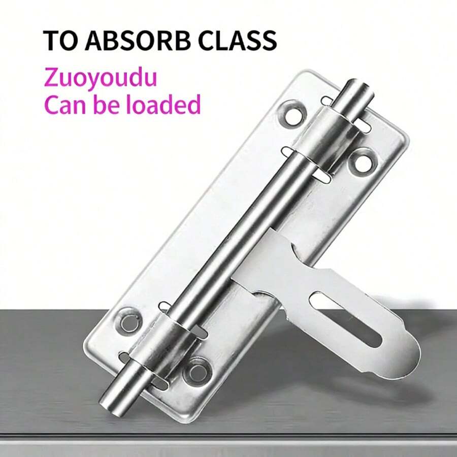 2/6/10pcs Stainless Steel Sliding Bolt Lock, 4/6/8 Inch Flanged Double-Sided Bolt, Padlock Compatible Surface Mount Door And Window Security Latch - Plug - View 1