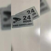 D Flat Wooden 24-Hour Video Surveillance Plastic Sign - 8X5 Inches, UV And Scratch Resistant, Durable Wall-Mounted Warning Sign, Suitable For Home, Office, Warehouse, Parking Lot, Retail Store Security Monitoring - Silver - View 8