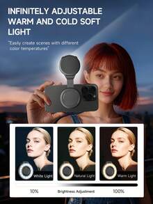 TOKQI RGB Full-Color Pocket Fill Light, 360° Rotatable Selfie Light, Suitable For Smartphones, Selfie Sticks, Laptops, Rechargeable Camera Light With Cold Shoe Adapter And Clip, Adjustable Color Lighting, Compatible With Android & IOS, For Photography, Selfie, Vlog, Etc. - Multicolor - View 4