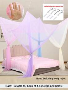 4-Post Bed Canopy, 4-Door Mosquito Net, Mosquito Net Bed Cover, Ceiling Hanging Mosquito Net, Round Dome Mosquito Net Single Door, Home Bedroom Palace Style Mesh Curtain, Mesh Bed Cover, Princess Bed Canopy Mosquito Net - Multicolor - View 18
