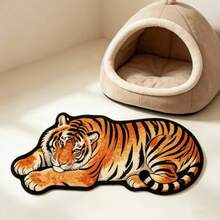1pc Brown Tiger Shaped Faux Cashmere Rug, Thickened Carpet, Thick Carpet, Furry Carpet, Autumn/Winter Carpet, Thickened Carpet, Decorative Carpet, Bedroom Decor, Small Rug, Carpet, Home Decor, Living Room Carpet - Multicolor - View 4