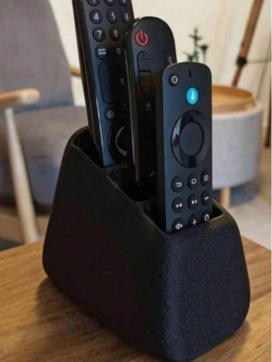 1pc 3-Slot Remote Control Organizer Box, Suitable For TV DVD Blu-Ray Player Audio System Game Console, Decorative Remote Control Storage Box With Compartments, Living Room Bedroom Media Storage, Decorative Storage, Durable Plastic Storage Box - Multicolor - View 1