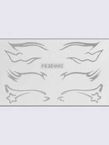 1 pieza Pegatina de delineador de ojos metálico plateado, pegatina de línea de maquillaje futurista ciberpunk Y2K, decoración facial autoadhesiva para actuaciones en el escenario, artículo de maquillaje esencial, accesorio de maquillaje personalizado - Multicolor - Ver 15