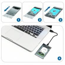 2.5" USB 3.0 To SATA III External Hard Drive Enclosure, Tool-Free For 7mm/9.5mm 2.5 Inch HDD/SSD, Supports Max 4TB With UASP, Portable For Laptop PC Data Transfer - Black - View 5