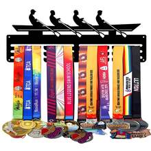 1PC Rowing Competition Gold Silver Bronze Medal Display Rack, Metal Wall Decor Storage Rack, Suitable For Sports Awards, Weather-Resistant Display For Collectibles, Perfect For Sports Enthusiasts And Athletes, Indoor And Outdoor Use, Ideal Gift For Sports Fans And Champions - Black - View 2
