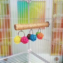 鸚鵡站立桿藤球鳥籠玩具，小中型適用，黃麻繩站立桿，寵物鳥用 - 查看 1