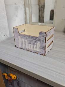 Wooden Wall Mounted/Desktop Organizer Box, Rustic Style Mail/Miscellaneous Storage Box - Multicolor - View 8