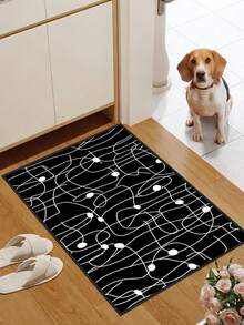 1 pieza Alfombra de piso antideslizante con patrón para exteriores, alfombra interior, alfombra de baño, alfombra de cocina, alfombra decorativa, alfombra multifuncional para pasillo, suave y cómoda, fácil de limpiar, adecuada para entradas interiores y exteriores, dormitorios, decoración del hogar - Blanco y Negro - Ver 11