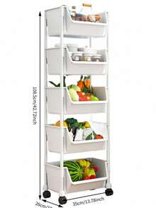 Floor-Standing Storage Rack With Universal Wheels - 3/4/5 Tier Movable Shelving Unit, Detachable Design, Space-Saving, Suitable For Kitchens, Bathrooms And Living Rooms, Utility Cart - View 11