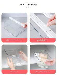 2/1pc Refrigerator Storage Box, Transparent Durable Storage Bin, Stackable Large Capacity Storage Bucket, For Refrigerator, Freezer, Cabinet, Pantry, Kitchen Storage Box And Cabinet, Refrigerator Organizer Box, Snack Box, Seasoning Jar, Back To School Gift - White - View 2