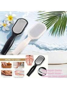 1/2pcs Professional Stainless Steel Foot File, Anti-Splash Design, Ergonomic Handle, Coarse And Fine Gritty Surface, Suitable For Home SPA Foot And Hand Care - Multicolor - View 7