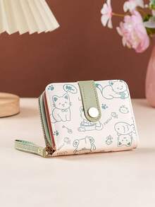 Women's Mini Wallet, Cute Cat Pattern, Small Zipper Coin Purse With Multiple Card Slots And Wrist Strap - Lightweight And Portable, Can Hold Cash, ID And Coins, Large Capacity Short Wallet, Fashionable And Adorable Faux Leather Coin Pouch, Suitable For Daily Use, Commuting, And An Ideal Gift For Friends And Family. - Multicolor - View 16