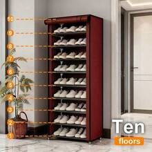 Red Dust-Proof Shoe Rack, Multi-Layer Minimalist Freestanding Shoe Storage Rack, Easy Assembly Space-Saving Storage Shelf, Suitable For Dorms And Homes, 6/8/10 Layers Optional (Can Hold 15-27 Pairs Of Shoes) - Red - View 12
